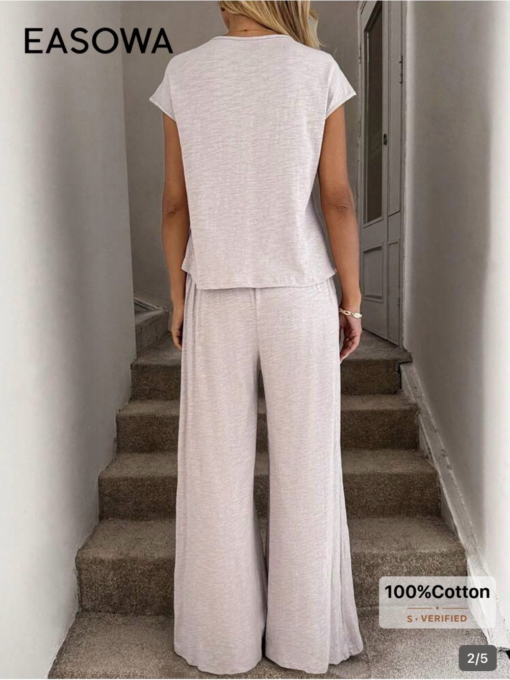 SHEIN Light Beige Wide-Leg Lounge Pants